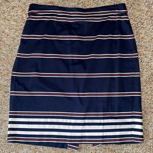 J. Crew Striped Cotton Pencil Skirt